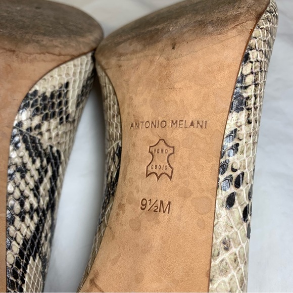 Antonio Melani Paton snake reptile python print leather pump heels 9.5 neutral - Picture 8 of 16